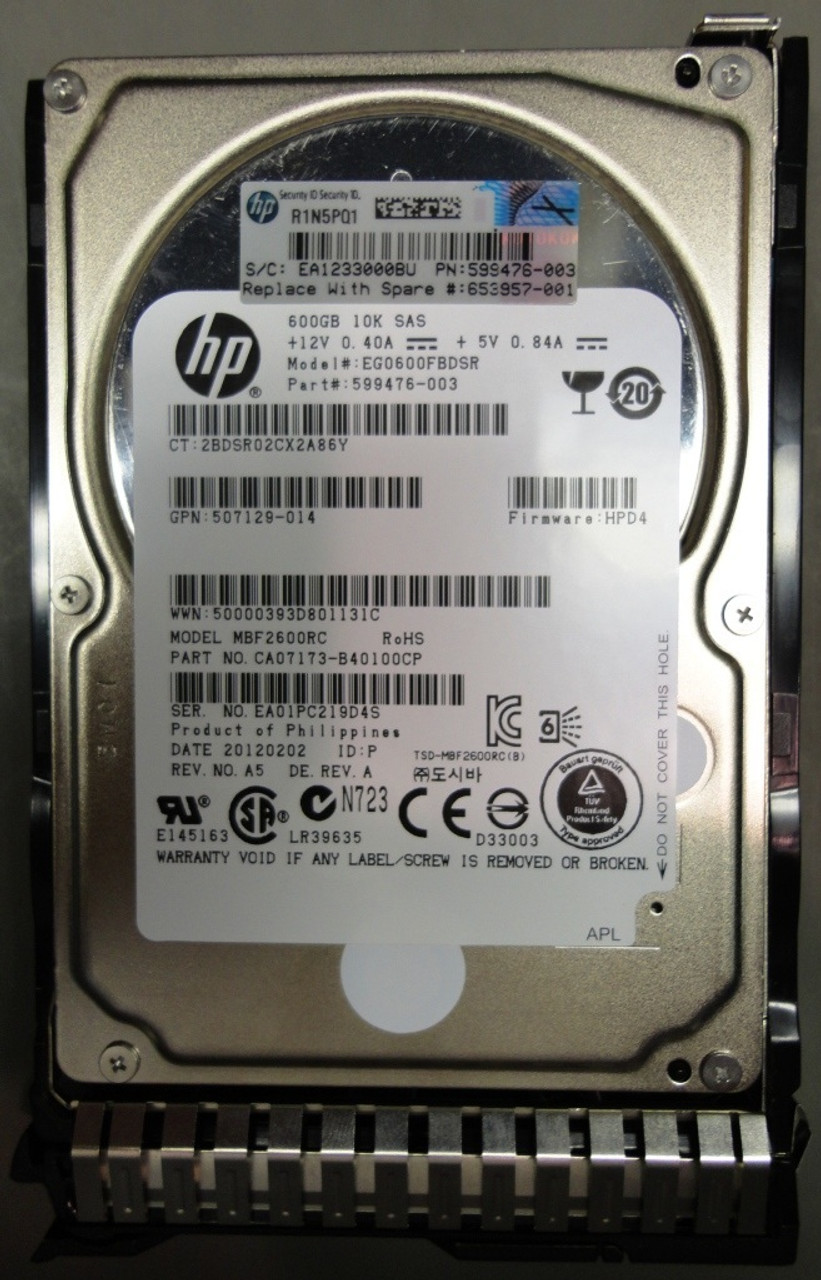 533871-003 HP HP M6612 600GB SAS 6G 15K LFF (3.5in) HDD