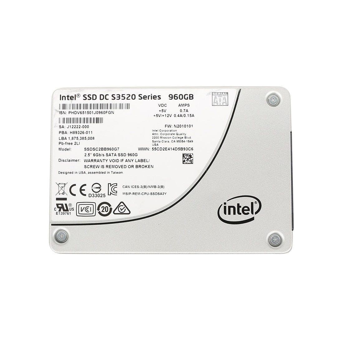 SSDSC2BB960G7 INTEL DC S3520 960GB 6G 2.5INCH SATA SSD