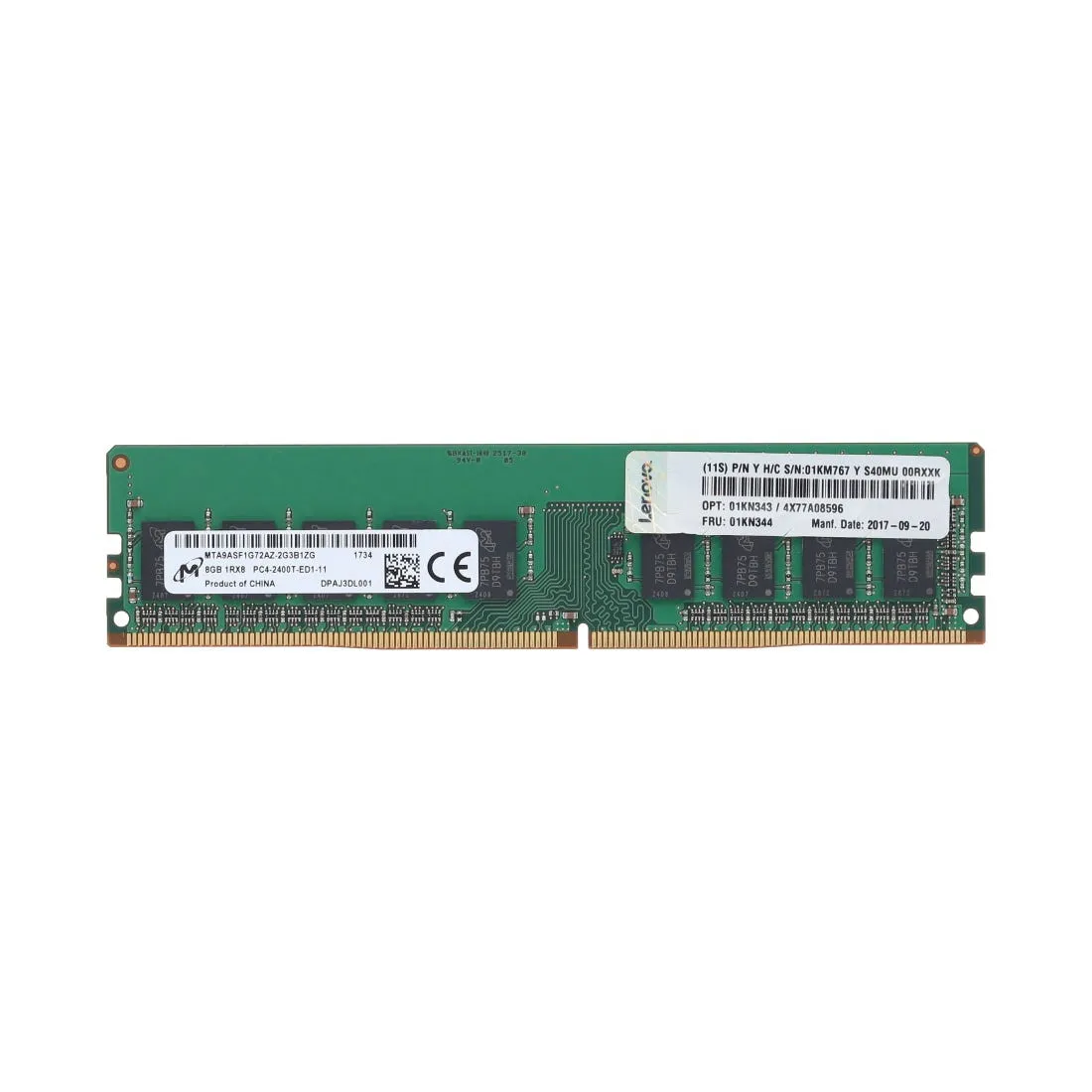 01KN344 LENOVO 8GB (1*8GB) 1RX8 PC4-19200T-E DDR4-2400MHZ ECC UDIMM