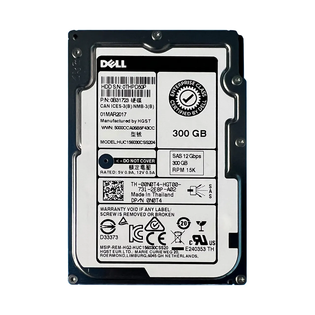 0N0T4 DELL 300GB 15K 12G 2,5INCH SAS HDD