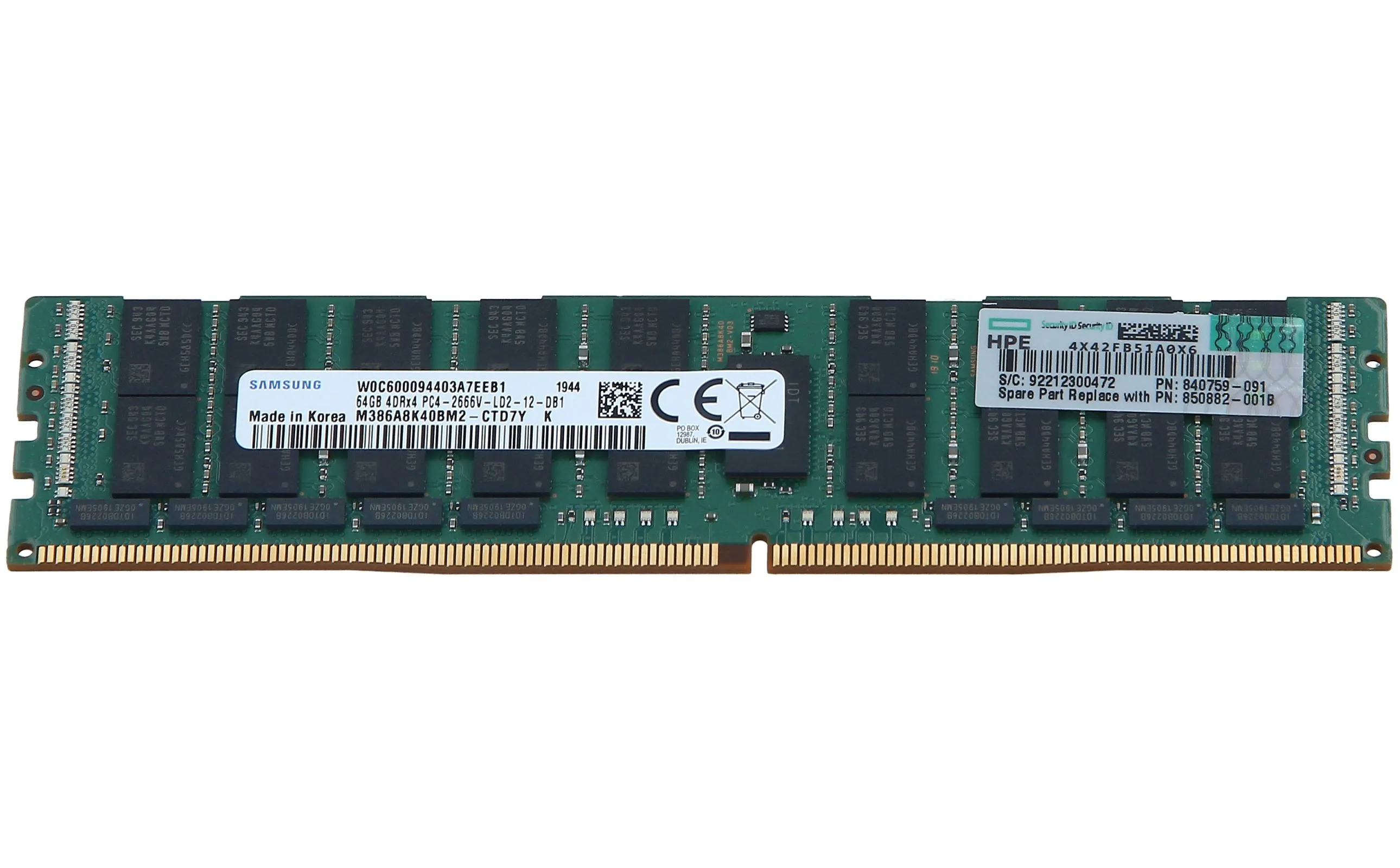 815101-B21 HYNIX 64GB (1*64GB) 4RX4 PC4-21300V-L DDR4-2666MHZ LRDIMM