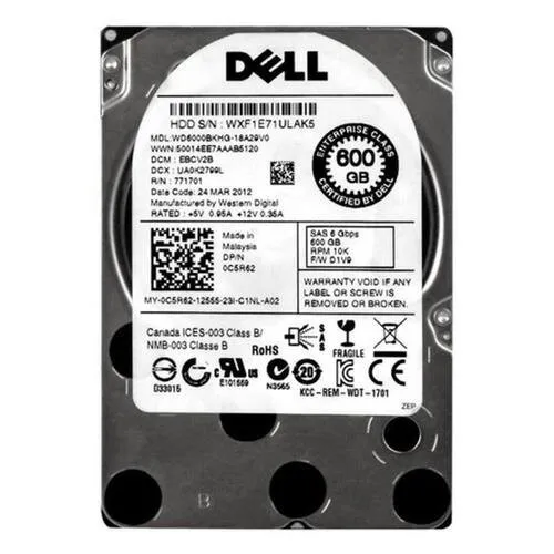 C5R62 DELL 600GB 10K 2.5 6G SAS HOTSWAP HDD