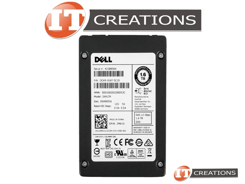 2M61G DELL 1,6TB 12G 2,5INCH MLC RI SAS SSD