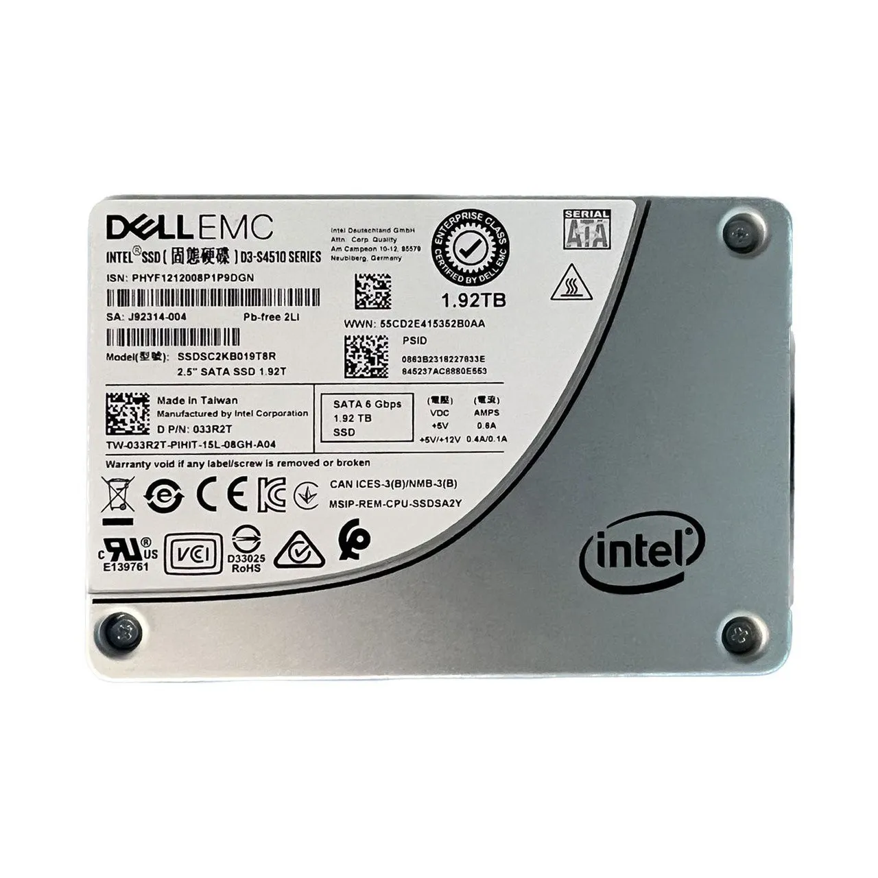 SSD DELL 1.92TB, 33R2T, 2.5, SATA, 6GBPS, READ INTENSIVE