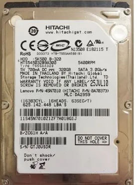 HTS545032B9A300 HITACHI 320GB 2.5INCH SATA 5.4K HDD