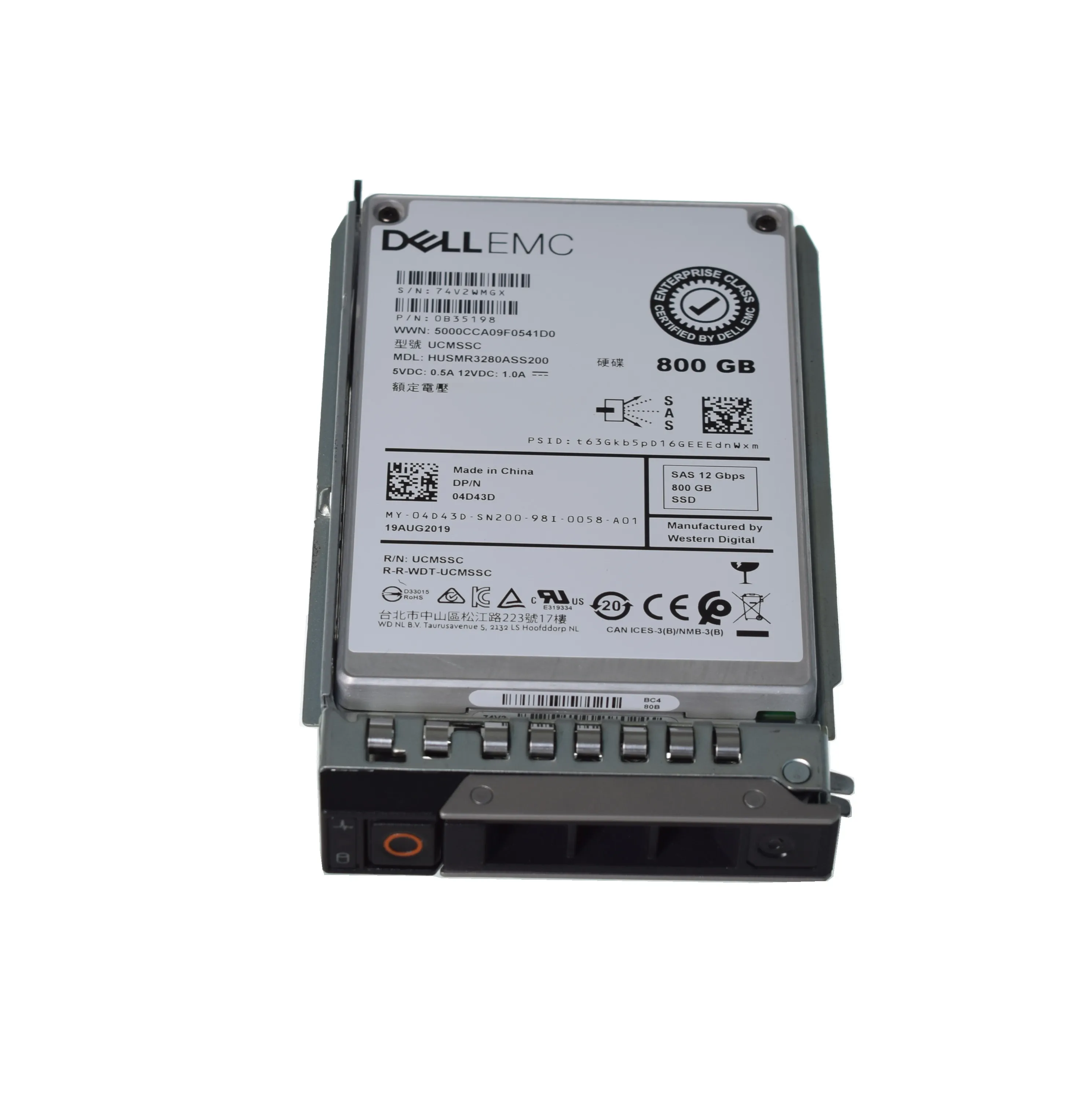 4D43D DELL 800GB 12G 2.5INCH RI MLC SAS SSD