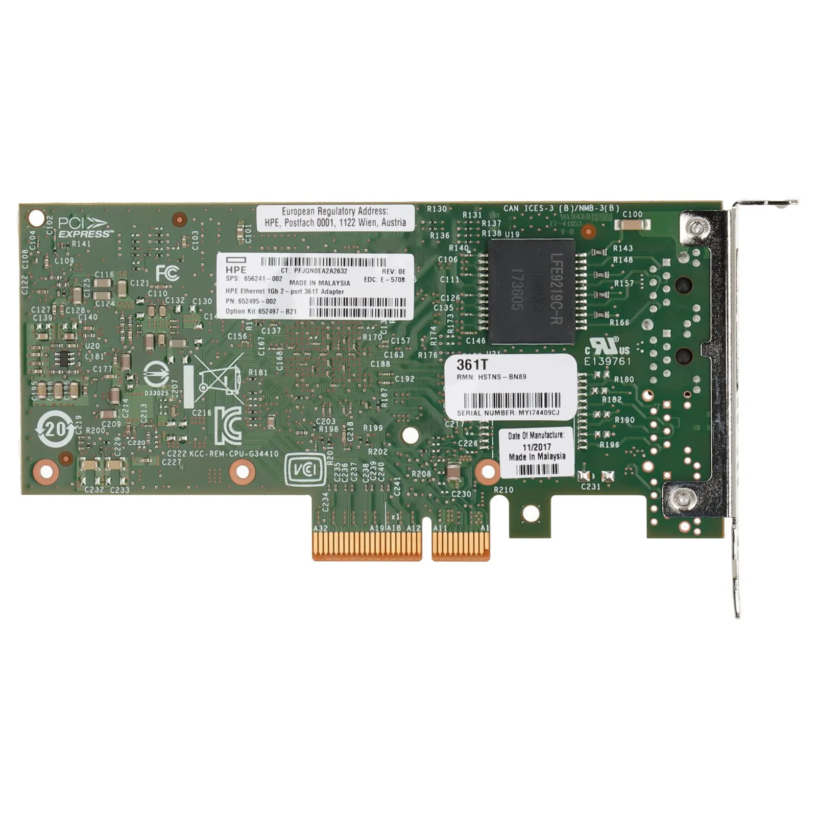 652497-B21-LP HP ETHERNET 1GB DUAL-PORT 361T ADPTR - LPB