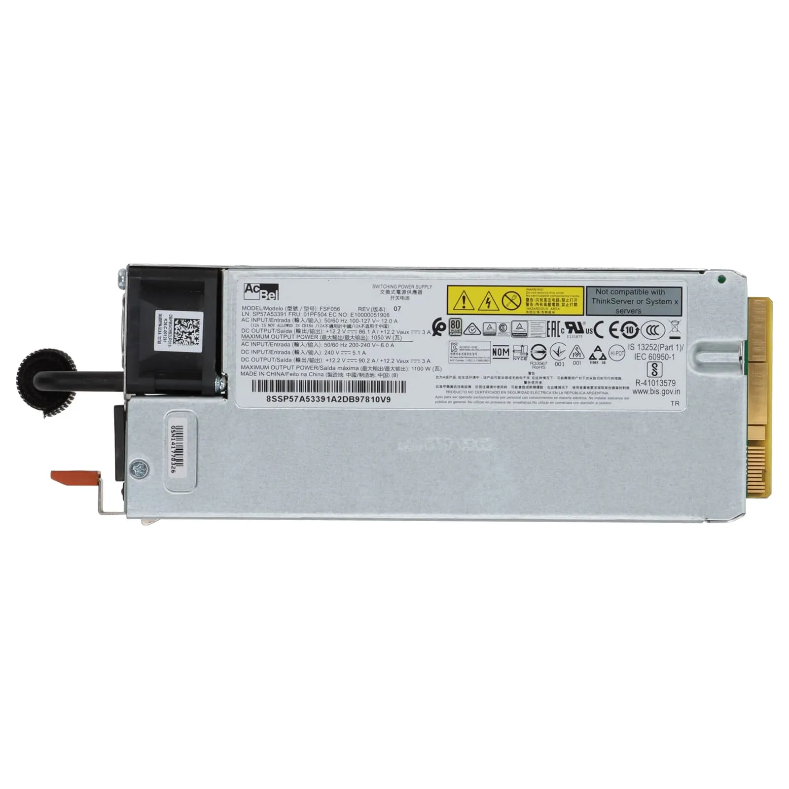 01PF504 LENOVO THINKSYSTEM RPS 1100-WATTS 80+ PLATINUM HOT SWAP PSU