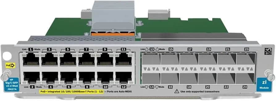 J9637A HP HPE 12-port Gig-T PoE+/12-port SFP v2 zl Module