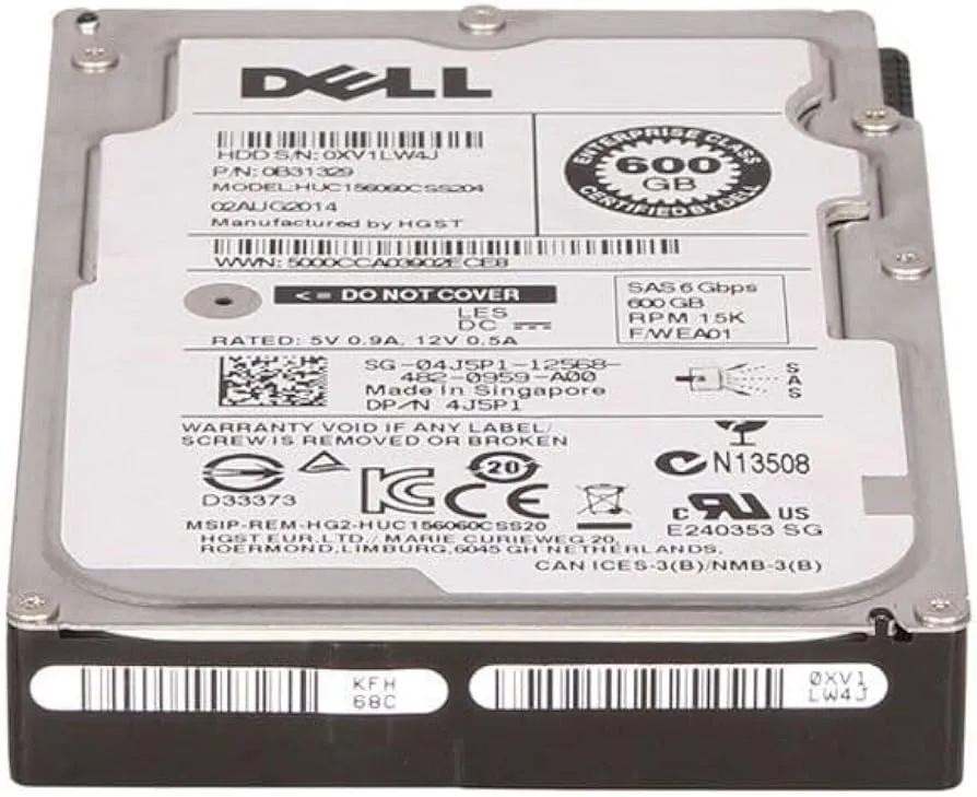 4J5P1 DELL 600GB 15K 2,5 SAS 6GBS HDD