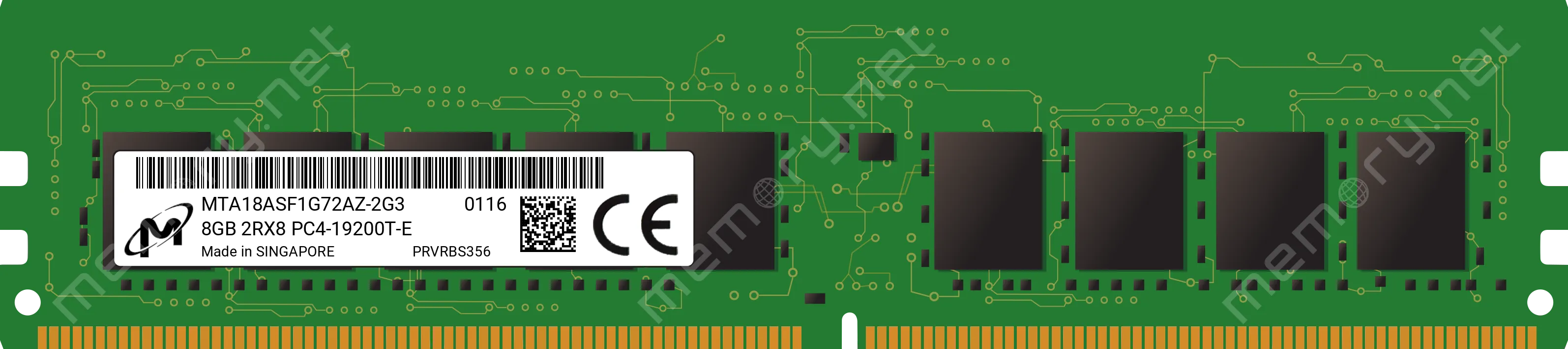 MTA18ASF1G72AZ-2G3 MICRON 8GB (1*8GB) 2RX8 PC4-19200T-E DDR4-2400MHZ ECC UDIMM
