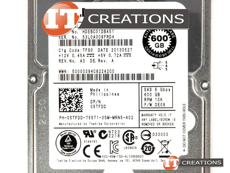 5TFDD DELL 600GB 10K 6GB SAS 2,5 INCH HDD