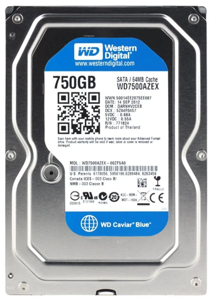 WD7500AZEX WESTERN DIGITAL 750GB 7,2K 6G 3,5INCH SATA HDD