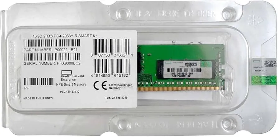 P00922-B21 KINGSTON 16GB (1*16GB) 2RX8 PC4-23400Y-R DDR4-2933MHZ REG RDIMM