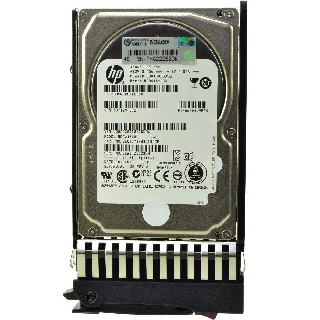 597609-002 HPQ HP 450GB SAS 6G 10K SFF (2.5in) HDD