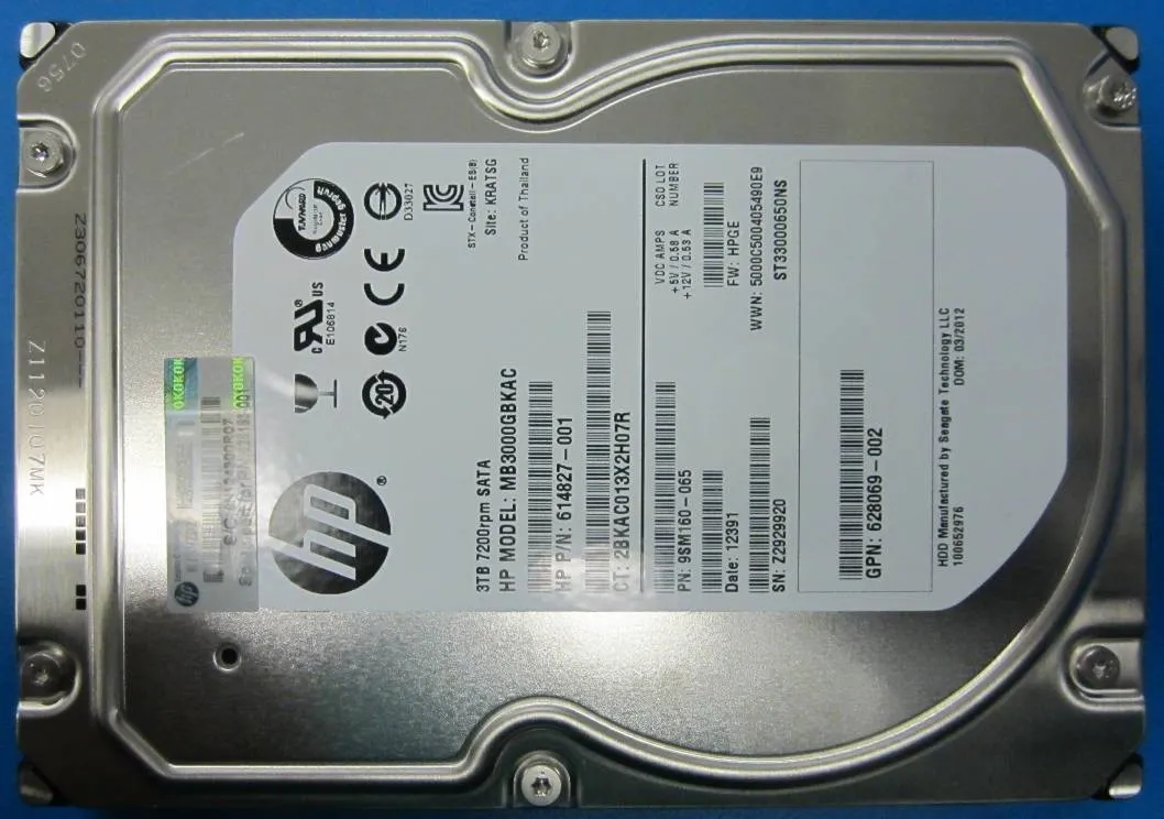 628065-B21 HP 3TB SATA 6G 7.2K LFF (3.5in) HDD