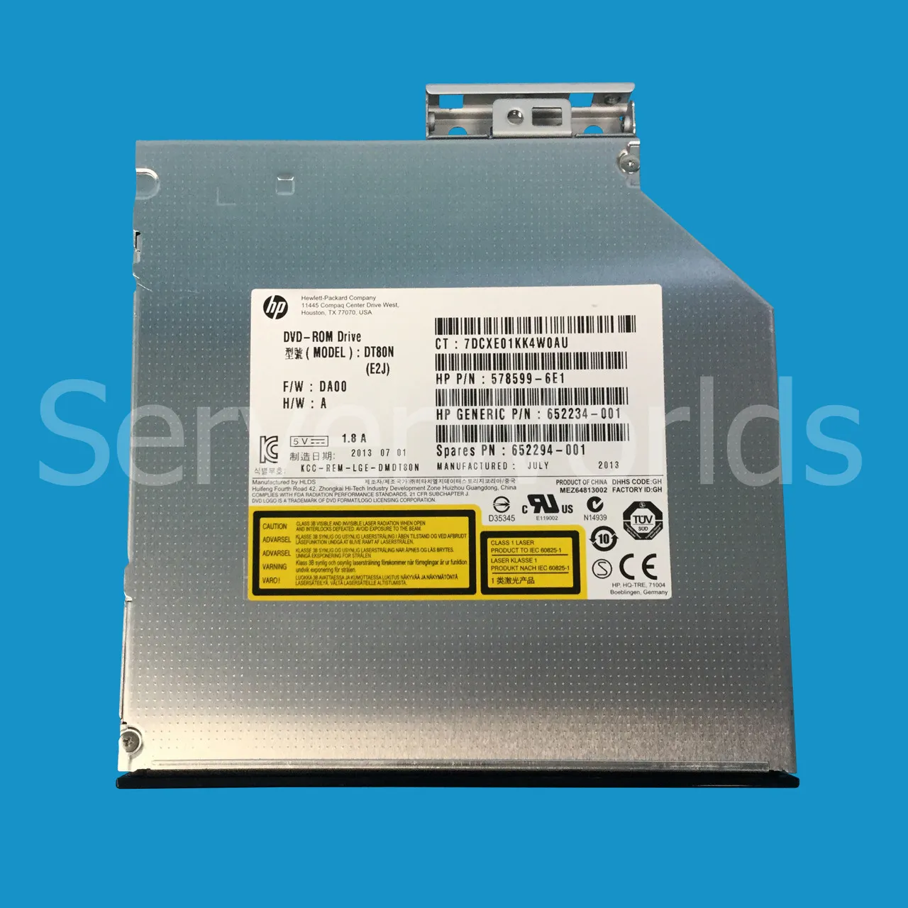 652294-001 HP HP 12.7mm Slim SATA DVD-ROM JackBlack Optical Drive