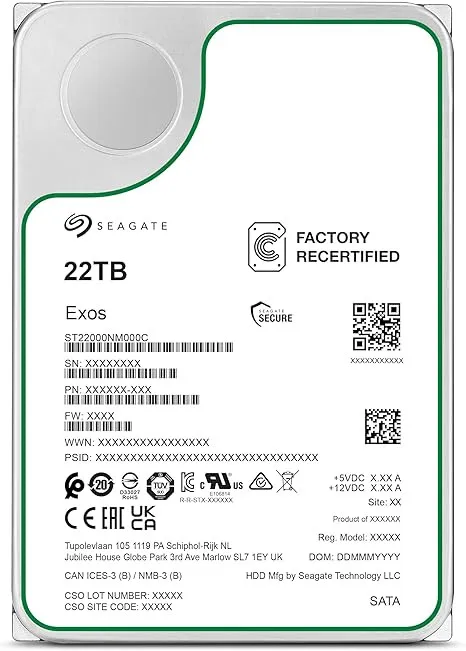 HD SEAGATE EXOS ENTERPRISE 22TB, ST22000NM000C, 3.5, SATA, 7.2K, 6GBPS