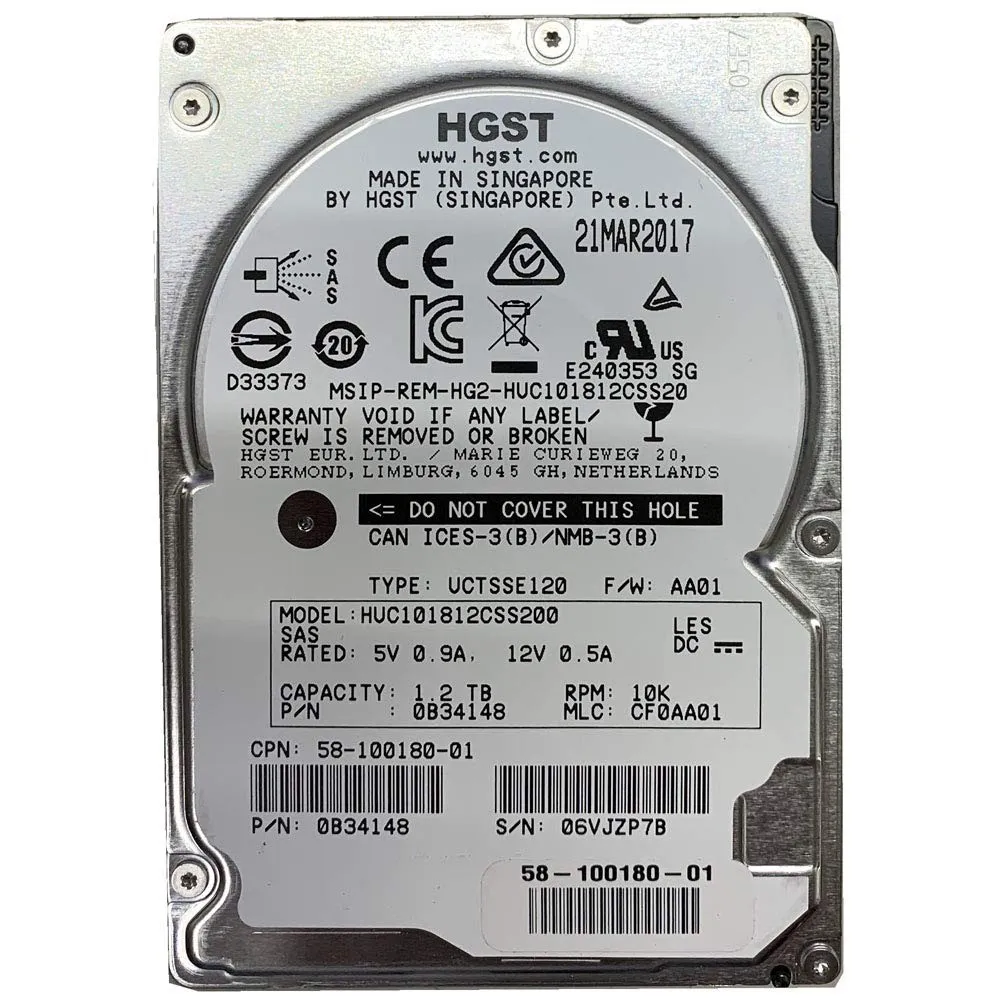HUC101812CSS200 HGST ULTRASTAR 1.2TB 10K 12G 2.5INCH SAS HDD