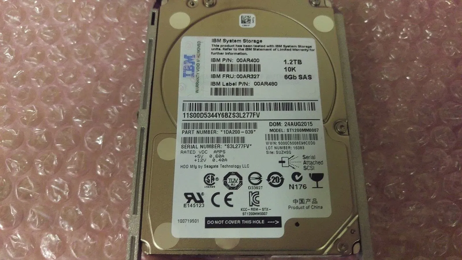 00AR327 IBM IBM 1.2TB 10K 2.5 INCH HDD