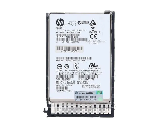 813647-B21-NL HP 800GB 12G 2,5INCH SAS SSD NO LABEL