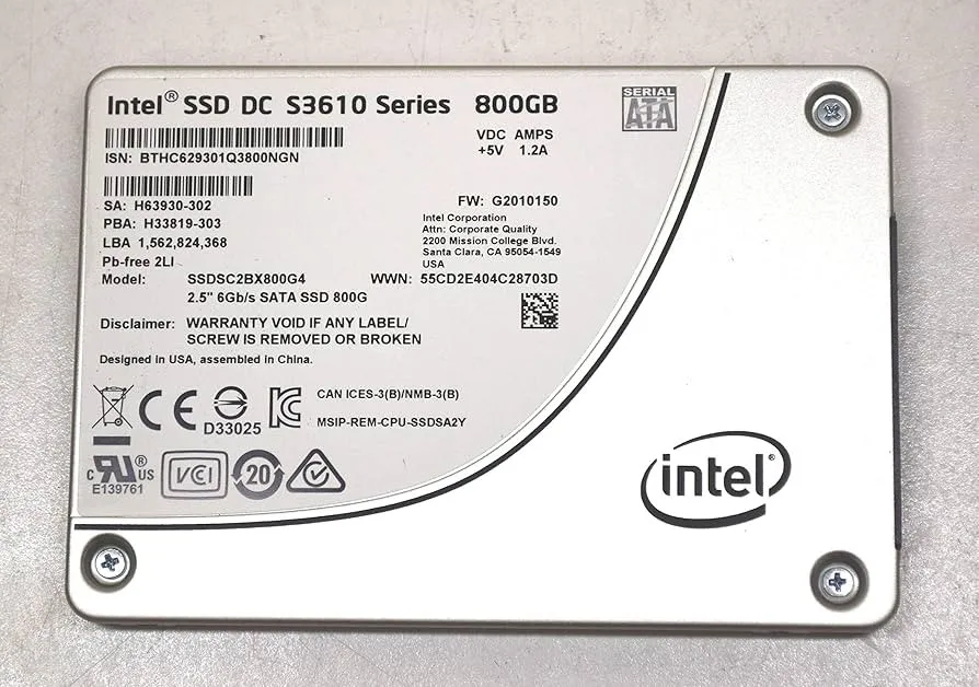 SSDSC2BX800G4 INTEL 800GB S3610 6G 2.5INCH SATA SSD