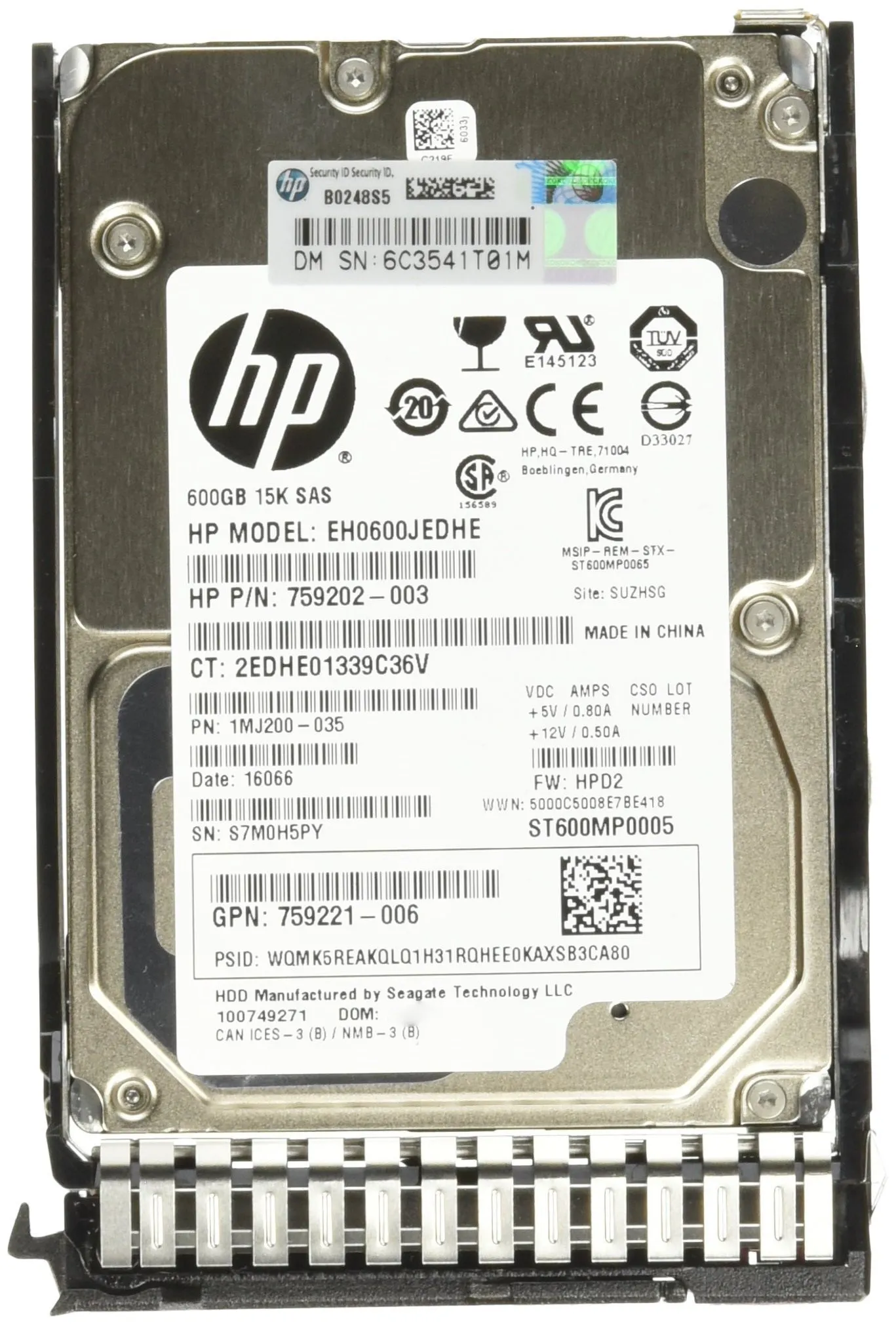 759212-B21 HP 600GB 15K 12G 2,5INCH SAS HDD