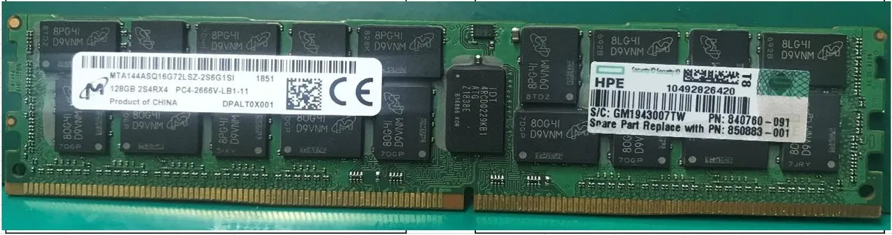 815102-B21 MICRON 128GB (1*128GB) 8RX4 PC4-21300V-L DDR4-2666MHZ LRDIMM