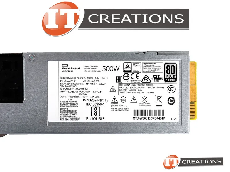 866729-001 HP HPE 500W Flex Slot Platinum Hot Plug Low Halogen Power Supply Kit