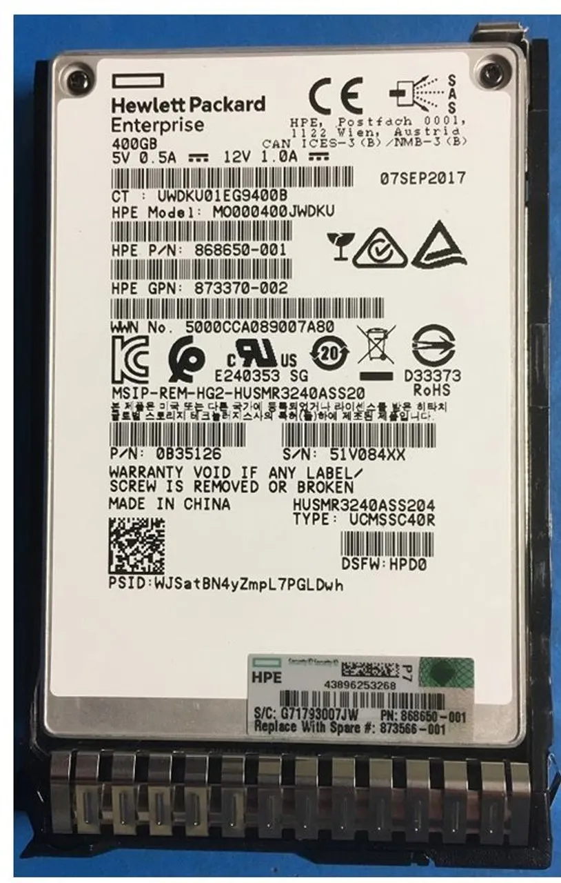 873359-B21 HP 400GB 12G MU 2.5INCH SC DS SAS SSD
