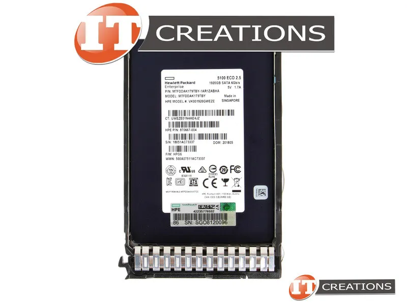 875657-001 HP HPE 1.92TB SATA 6G Read Intensive SFF (2.5in) SC SSD