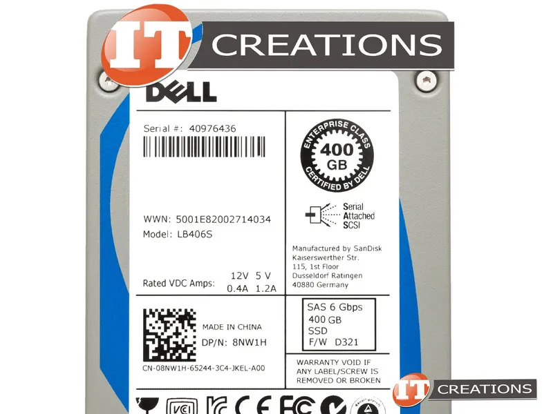 8NW1H DELL COMPELLENT 400GB 6G 2.5INCH SLC SAS SSD
