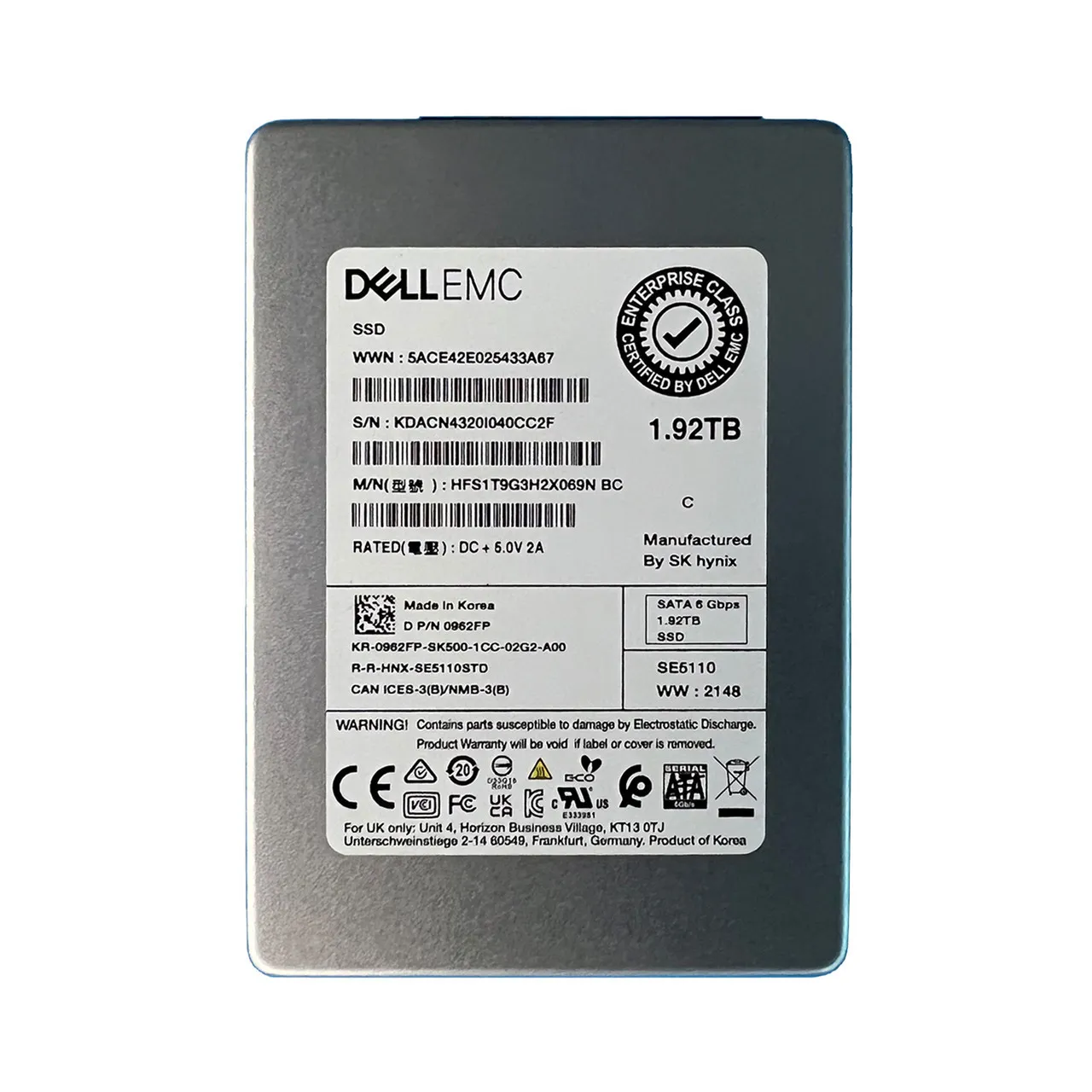 962FP DELL 1,92TB 6G 2,5INCH RI TLC SATA SSD