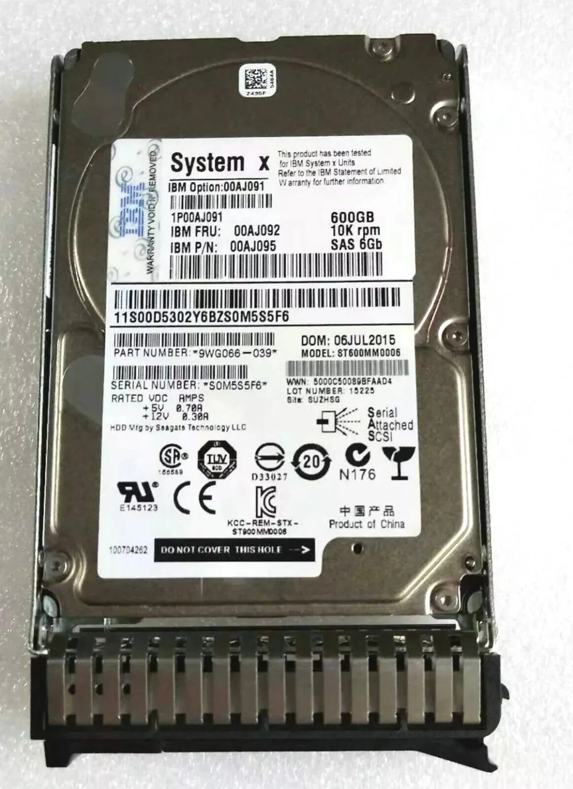 00AJ091 LENOVO G3HS 600GB 10K 6G 2.5INCH SAS HDD