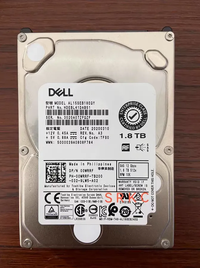 0WRRF DELL 1,8TB 10K 12G 2,5INCH SAS HDD
