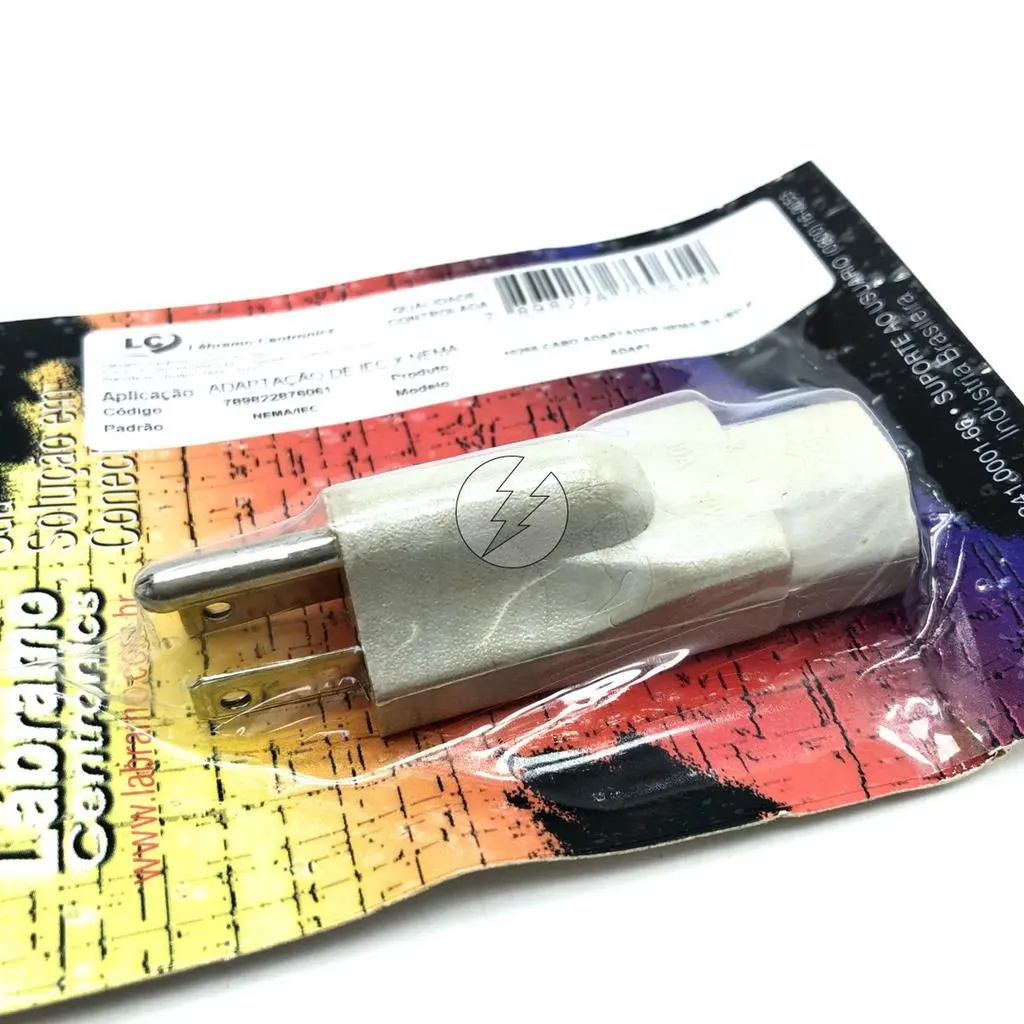Adaptador de Tomada Lábramo Centronics: padrão brasileiro para americano, IEC x NEMA