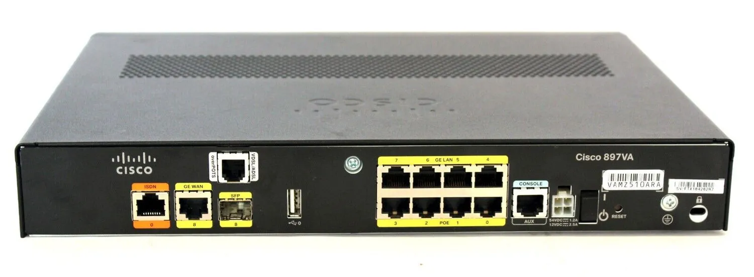 C897VA-K9-0PSU CISCO 8 PORT VDSL/ADSL2+ GIGABIT ETHERNET SECURITY ROUTER