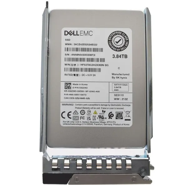 3GDK0 Dell 3.84TB SSD 6G SATA 2.5 RI TLC