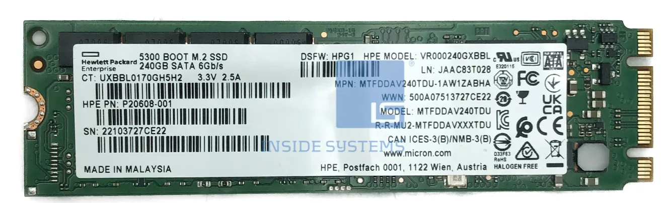 P20608-001 HPE 240 GB Sata Read Iintensive M.2 SSD