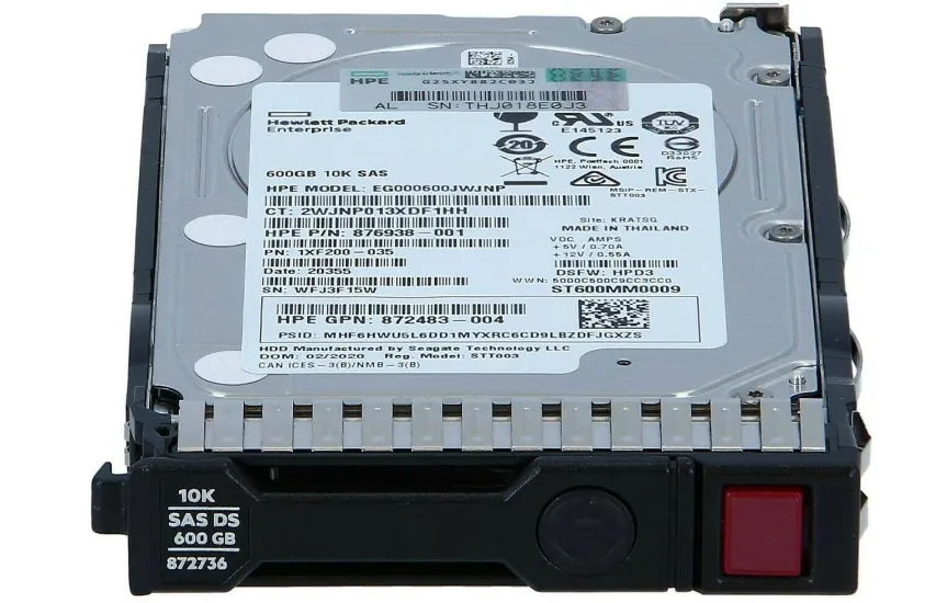 872477-B21 HPE 600GB SAS 12G 10K Mission Critical SFF (2.5in) SC HDD
