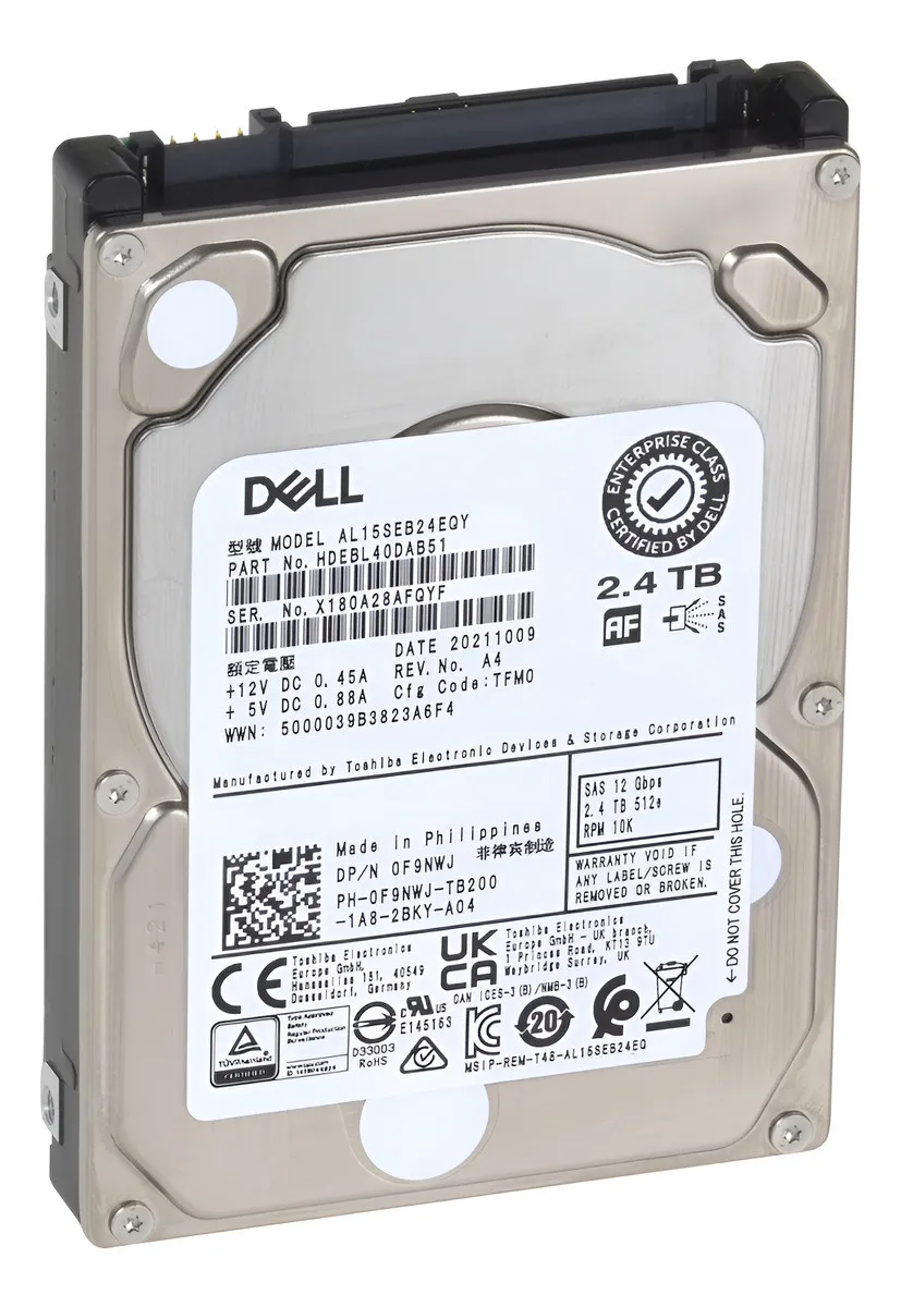 Hd Dell Enterprise 2.4tb, F9nwj, 2.5, Sas, 10k, 12gbps