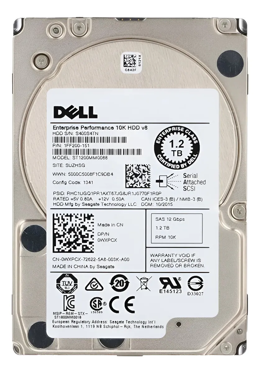 HD DELL ENTERPRISE 1.2TB, WXPCX, 2.5, SAS, 10K, 12GBPS, G11 A G17