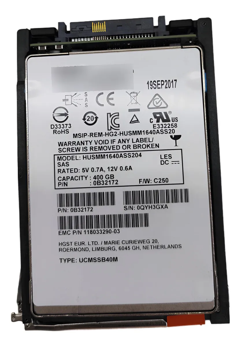 SSD EMC 400GB, 005051590, 2.5, SAS, 12GBPS, HUSMM1640ASS204