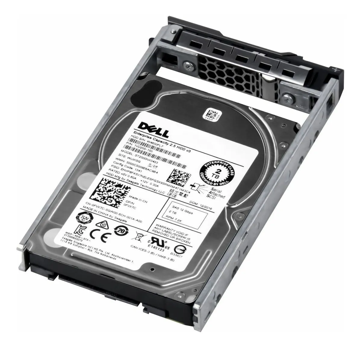HD DELL 2TB, FVX7C, 2.5, SAS, 7.2K, 12GBPS, G11 AO G14, w/G176J