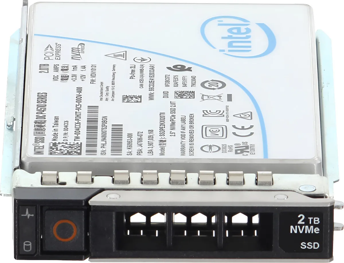 Ssd Dell 2tb, D4cc6, 2.5, Nvme U.2, Pcie Gen3 X4, Read Intensive, W/ Dxd9h