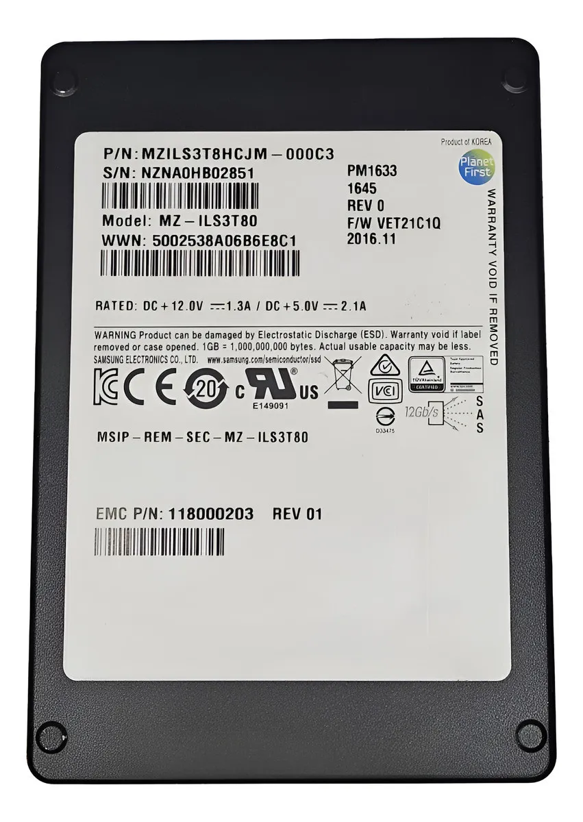 SSD SAMSUNG 3.84TB, MZILS3T8HCJM, 2.5, SAS, 12GBPS, RI, 512e