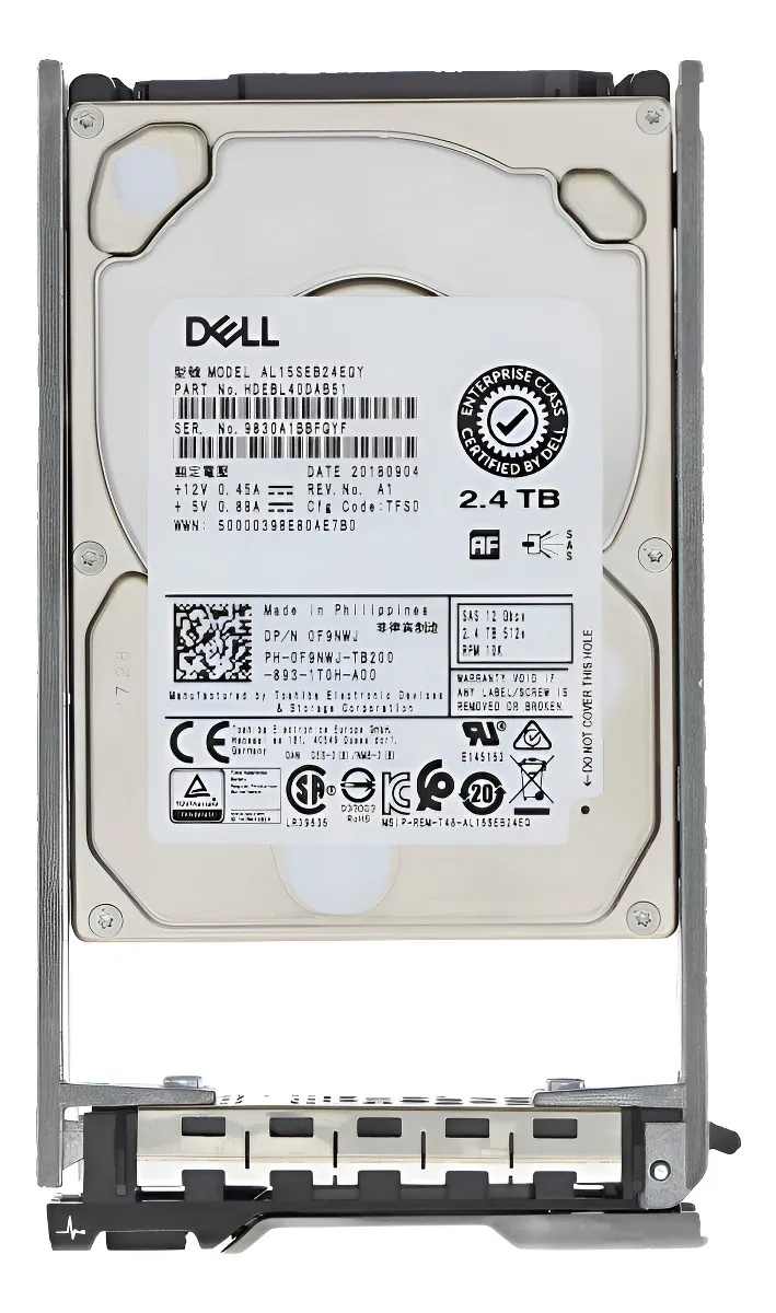 Hd Dell Enterprise 2.4tb, F9nwj, 2.5, Sas, 10k, 12gbps, G11 A G14, w/G176j