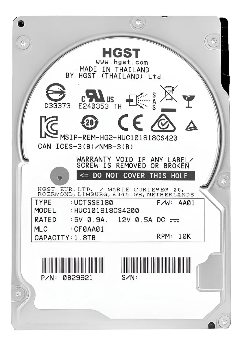 HD HGST ENTERPRISE 1.8TB, HUC101818CS4200, 2.5, SAS, 10K, 12GBPS