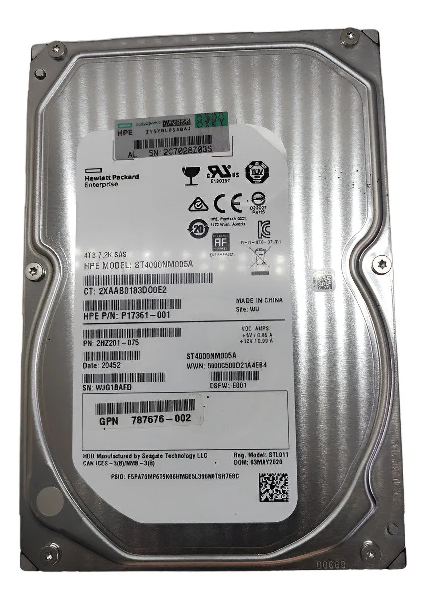 787676-002 HD HP 4TB 7.2K SAS 3.5 MSA 12G 871679-001