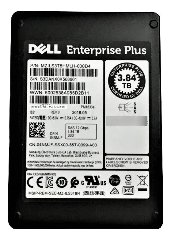 SSD DELL 3.84TB 04NMJF SAS 2.5 12Gbps MZILS3T8HMLH
